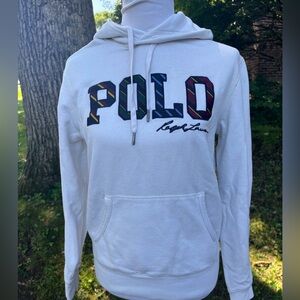 Ralph Lauren White Hoodie with Distressed Detail
